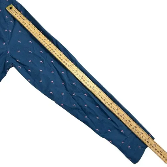 American Eagle L Blue Flamingo Print Button Up Shirt 100% Cotton Business Casual - Picture 6 of 8